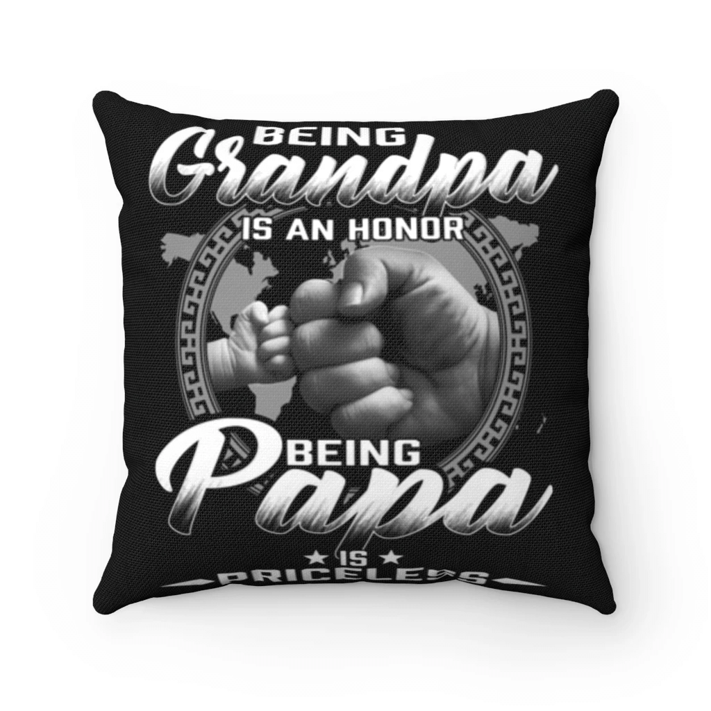 Veteran Pillow, Father's Day Gift For Grandpa, Dad, Being Grandpa Is An Honor Being Papa Is Priceless Pillow - Spreadstores