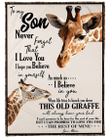 To My Son Never Forget That I Love You I Hope You Believe In Yourself Giraffe Sherpa Blanket - Spreadstores