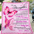 To My Daughter Wrap Yourself Up In This And Consider It A Big Hug, Pink Butterfly Fleece Blanket - Spreadstores