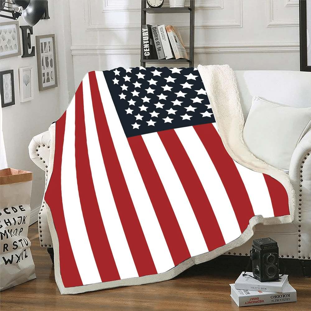 US Flag Blanket, Patriotic Flag Fleece Blanket - Spreadstores