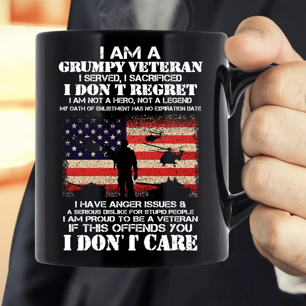 Veteran Mug, I Am A Grumpy Veteran I Don't Care 15oz Mug - Spreadstores