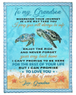 Turtle Grandson Blanket To My Grandson Never Forget Your Way Back Home Fleece Blanket, Special Gift For Grandson - Spreadstores