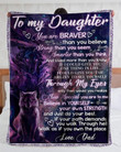 To My Daughter Blanket, Gifts For Daughter, Love Letter From Dad Wolf Fleece Blanket - Spreadstores