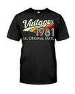 Vintage 1981, All Original Parts, Birthday Shirt, Birthday Gifts Idea, Gift For Her For Him Unisex T-Shirt KM0804 - Spreadstores
