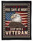 Veterans Blanket Feel Safe At Night Sleep With A Veteran, Gift For Veteran Fleece Blanket - Spreadstores