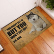 Personalized Love Husky Rubber Base Doormat