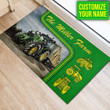 Green Tractor Farmer Rubber Base Doormat