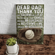 Personalized Dear Dad Thank You For Teaching Me Matte Canvas - Spreadstores