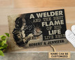Personalized Welder And Best Flame Of His Life Doormat, Home Decor, Perfect Personalized Doormat For Your House - Spreadstores