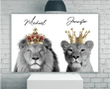 Personalized King And Queen Lions Canvas, Gift For Her For Him Wall Art Decor - Spreadstores