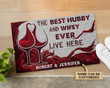 Couple Welcome Mat, Personalized Wine Best Hubby Wifey Live Here Customized Doormat, Housewarming Gift - spreadstores