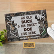 Couple Deer Welcome Mat, Personalized Deer An Old Buck And His Doe Custom Doormat, Housewarming Gift - spreadstores
