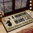 Spread Store A Hunter Lives Here With Dears Of His Life Personalized Rubber Base Doormat, Large 3009