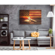American flag with cross Holy Bible canvas print - Christian wall art