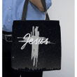 The word Jesus in cross tote bag - Gossvibes