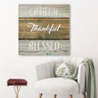 Grateful thankful blessed canvas wall art, Blessed wall decor