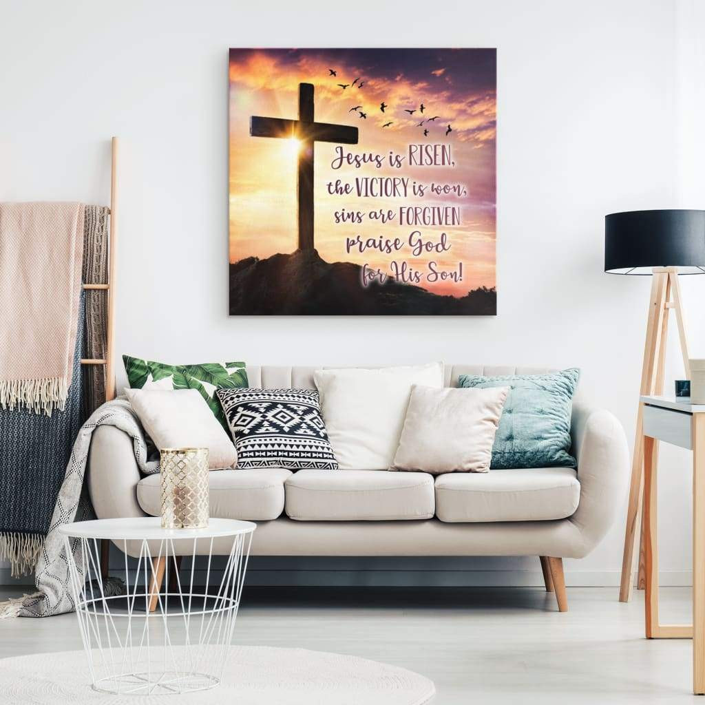 Jesus is Risen the Victory is won Christian wall art canvas print