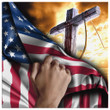 Cross Christ American flag hand Christian canvas wall art