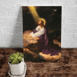 Jesus Praying Holy Light Canvas, Jesus Art Decor, Easter's Day Wall Art, Christian Canvas - Spreadstores