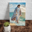 Jesus Christ Walking On The Beach, Christian Home Wall Decor, Gift For Easter's Day, Christian Canvas - Spreadstores