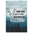 Turn your worries into prayers Phillipians 4:6 canvas wall art