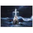 Jesus outstretched hands saves canvas wall art - Horizontal Christian wall art