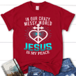 In our crazy messy world Jesus is my peace womens Christian t-shirt - Gossvibes