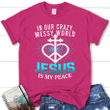 In our crazy messy world Jesus is my peace womens Christian t-shirt - Gossvibes