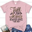 Fall for Jesus he never leaves leopard women's Christian t-shirt - Autumn Thanksgiving gifts - Gossvibes