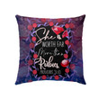 Proverbs 31:10 She is worth far more than rubies Bible verse pillow - Christian pillow, Jesus pillow, Bible Pillow - Spreadstore