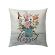 Simply blessed hummingbird flowers throw pillow - Christian pillow, Jesus pillow, Bible Pillow - Spreadstore