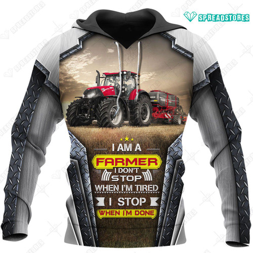 Spread stores  Farmer 3D Love 1402 Hoodie Over Print Plus Size