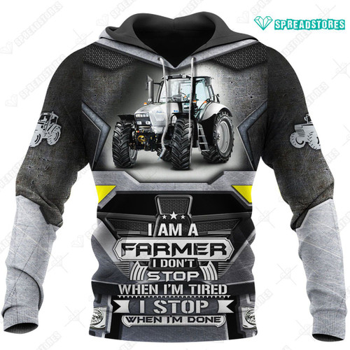 Spread stores I Am A Farmer 3D 1402  Hoodie Over Print Plus Size
