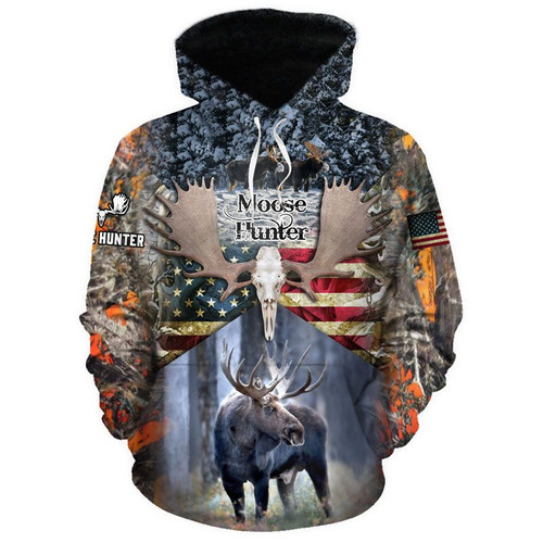 Spread Stores Shirt Moose 0810 USA Hunting 3D Hoodie All Over Print Plus Size