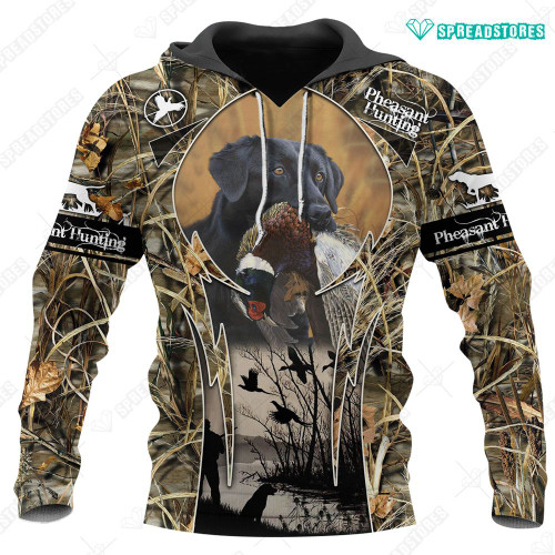 Spread Stores Black Labrador Hunting Dog With Pheasant 1501 Hoodie Over Print Plus Size