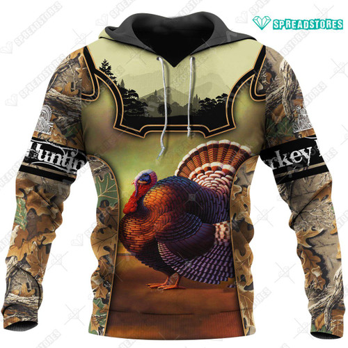 Spread stores Cool Turkey Hunting Camo 3D 3011 Hoodie Over Print Plus Size