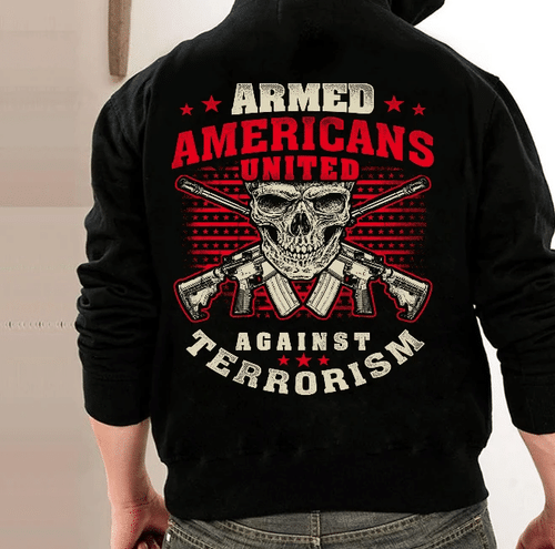 Armed Americans United Against Terrorism Veteran Hoodie, Veteran Sweatshirts - spreadstores