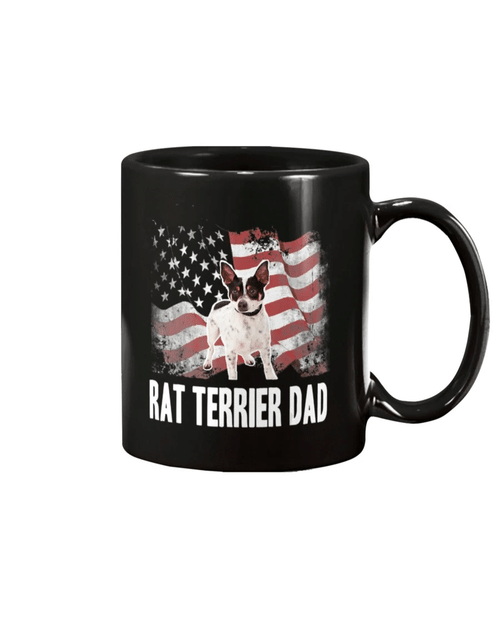 American Flag USA Patriotic Rat Terrier Dad Mug - spreadstores