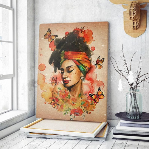 Beautiful Black Women Portrait Canvas, African Women Wall Art Black Girl Magic, Vintage Afro Women Wall Decor - spreadstores