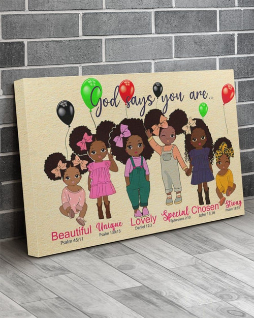 Black Girls Afro Family, God Says You Are Matte Canvas - spreadstores