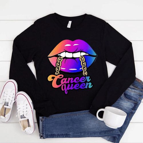 Cancer Queen Shirt, Cancer Birth Sign, Zodiac Cancer Zodiac Birthday Shirt, Birthday Gift Unisex Long Sleeve - spreadstores