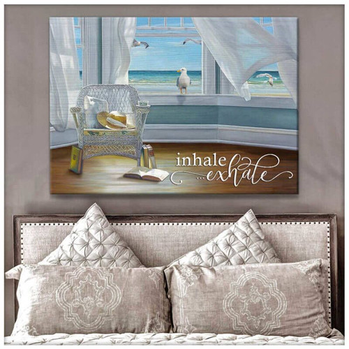 Beach Canvas, Gift For Her, Beach Inhale Exhale Canvas Wall Art Decor - spreadstores