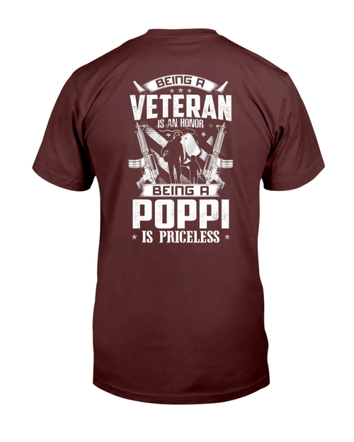 Being A Veteran Is An Honor A Poppi Is Priceless Grandpa T-Shirt - spreadstores