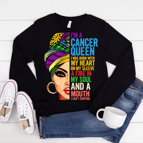 Cancer Zodiac Shirt, I'm A Cancer Queen, Birthday Gift Idea For Her, Birthday Gift Unisex Long Sleeve - spreadstores