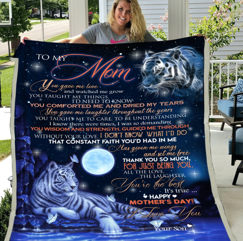Best Gift For Mother's Day, Happy Mother's Day, Mom Blanket, To My Mom You Gave Me Love Tiger Fleece Blanket - spreadstores
