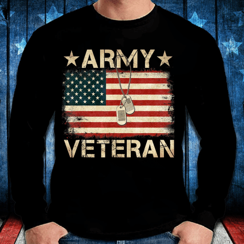 Army Veteran, Proud US Army Veteran Long Sleeve - spreadstores