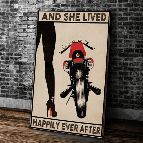 Biker Canvas And She Lived Happily Ever After Matte Canvas - spreadstores