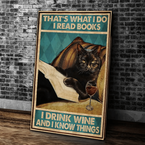 Black Cat And Wine Canvas That's What I Do I Read Book I Drink Wine Cat Matte Canvas - spreadstores