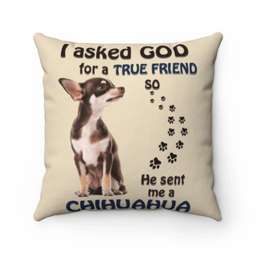 Chihuahua Dog Pillow, I Asked God For A True Friend So He Sent Me A Chihuahua Pillow - spreadstores