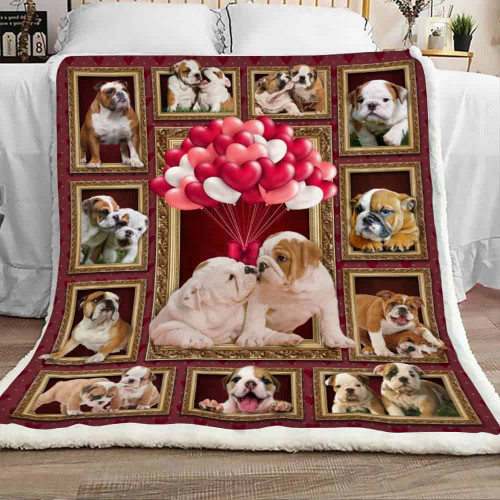 Couple Bulldog, Love Bulldog, Bulldog Sherpa Blanket - spreadstores